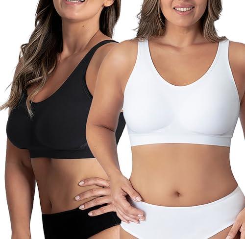 SHAPERMINT Wireless Bras for Women No Underwire – Small to Plus Size Bralettes with Support and Natural Lift, White, 3XL