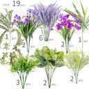 PARTY JOY 19 Bunches Fake Plants Outdoor, Fake Bushes UV Resistant Artificial Lavender Flowers Greenery Shrubs Faux Greenery for Outdoor Garden Patio Front Porch Yard Decor, Lavender Green