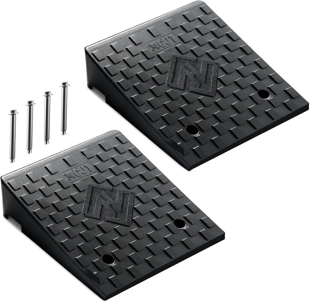 Rubber Threshold Ramp, 4.3" Rise Wheelchair Ramp Doorway, 7000Lbs Load Capacity, Non-Slip Surface Rubber Curb Ramp for Wheelchair and Scooter, 2 Pack(4.3" Height) (4.3" Rise)