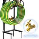 Qatsrin Garden Hose Holder with Faucet, Super Stable Water Hose Holder Stand Holds 160-Feet Hoses, Freestanding Detachable Hose Storage Hanger Reels Rack for Yard Lawn Farm