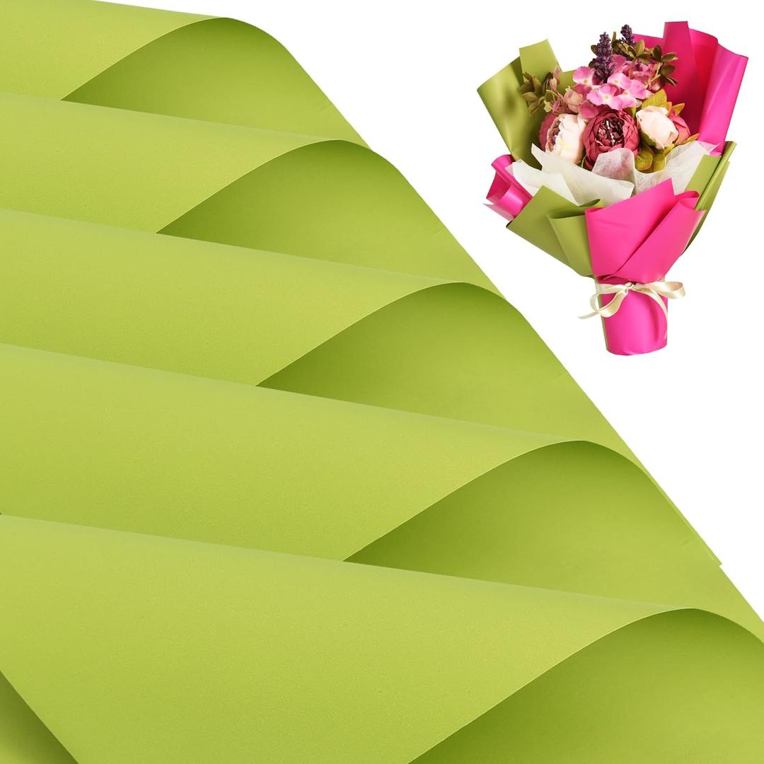 BEISHIDA 20 PCS Green Floral Wrapping Paper-Matte Waterproof Flower Wrapping Paper Bouquet for Florist Supplies, DIY Crafts, Gift Packaging, Wedding, Birthday Gift