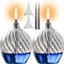 2Pcs Refillable Liquid Petite Glass Oil lamp, Sturdy Borosillicate Glass Oil Candle, Unique Internal Thread Appearance for Fine Dining & Restaurants or Home