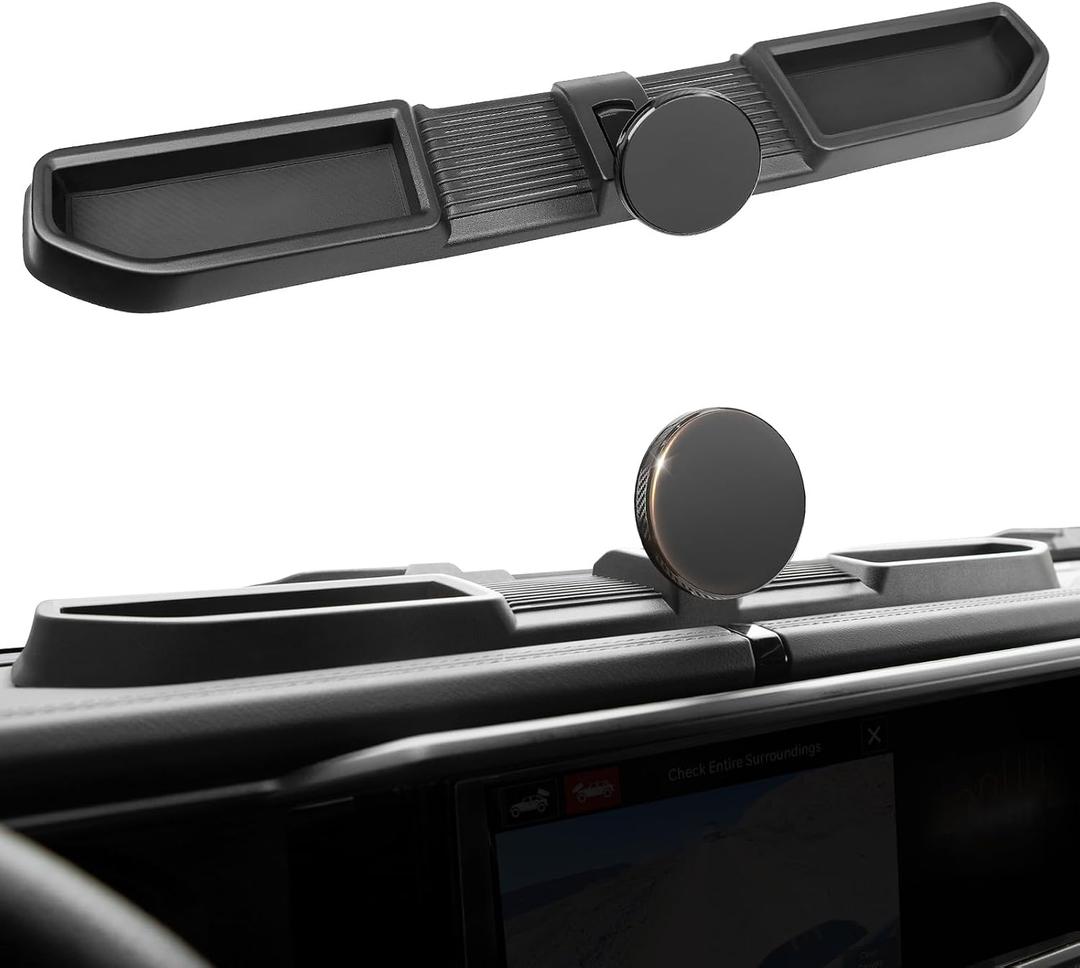 Magnetic Dash Phone Mount for 2024 2025 Jeep Wrangler JL JLU & Gladiator JT Accessories Multi-Mount Phone Holder Dashboard Storage Tray with Extra Clip Bracket, Not for Oil-Electric 4xe
