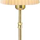 Cordless LED Metal Table Lamp, Portable Fabric Shade Desk lamp, 3-Level Brightness, Touch Sensor Control, Rechargeable Bedside/Nursery/Dining Room lamp (Gold)