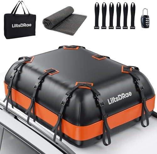 Car Rooftop Cargo Carrier Bag, 21 Cubic Feet Waterproof Heavy Duty 840D Car Roof Bag for All Vehicle with/Without Racks - Anti-Slip Mat, 6 Door Hooks, Storage Bag, 2 Extra Straps