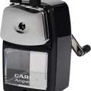 Carl Angel-5 Manual Pencil Sharpener with Metal Table Mount. Quiet for The Classroom, Home & Office, Black (CUI19018)