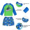 Boys Swim Sets Kids Rash Guard Long Sleeve Swimsuits Boys Quick Dry Bathing Suit  (Green, 10-11Y)