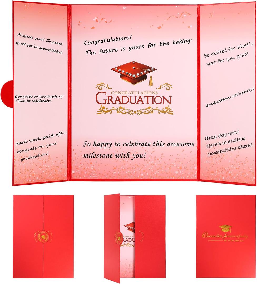 4 x Graduation Decorations 2026 Graduation Guest Book Luxury Red Signature Board (18 in x 12 in) for Class of 2026 Party Decorations Graduate Gifts