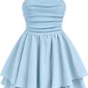 EXARUS Girls Summer Dress Teen Ruched Ruffled Sundress Tween Flowy Swing Layered Beach Vacation Mini Cami Dresses 8Y