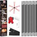 33 Feet Chimney Sweep Kit, Chimney Cleaning Kit with 10 Flexible Black Chimney Rods, Chimney Brush for Sweeping Fireplace, Rotary Chimney Cleaning System Driven by Drill
