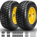 16x6.50-8 Tubeless Tire and Wheel, 4 Ply 16x6.5-8" Lawn Mower Tires, 3"-5.8" Offset Hub, 3/4" or 5/8" Bearings or 1" Bushings, Fit Riding Mower and Garden Tractor Front Wheels, 2 Pack