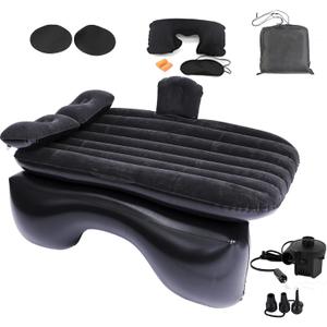 Inflatable Car Air Mattress Back Seat Bed,Thickened Car Travel Camping Air Mattress with Air Pump,Blow Up Bed Portable Car Sleeping Mattress for Car Universal SUV (CAR AIR MATTRESS, Car Mattress01 Black)