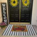 Black and White Striped Outdoor Rug Front Porch Rug 35.4'' x 59'' Front Door Mat Cotton Hand-Woven Reversible Mats for Outdoor,Entryway,Laundry Room,Farmhouse,Kitchen