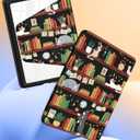 Kidcube for Kindle Paperwhite 11th Generation Case 6.8 Inch 2021/Paperwhite Signature Edition Case Women Girls Kids Boys Cute Cat Library Design Rotating Stand Cartoon Folio Cover with Auto Wake/Sleep