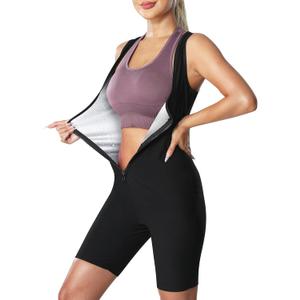Sauna Suit for Women Sauna Vest Weight Loss 3 in 1 Waist Trainer Full Body Sweat Sleeveless Shirt Workout Running Gym 3XL