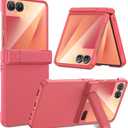 Maxdara for Galaxy Z Flip 7 Case, with [Hidden Kickstand] [Built-in Screen Protector] [Hinge Protection] [Support Wireless Charging] Protective Phone Case for Samsung Galaxy Z Flip 7, Coral Red