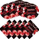 Red and Black Party Tableware Set, 20 Plates and Napkins, Confetti Sprinkles, Party Decorations