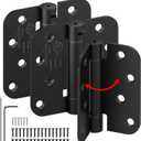 3-Pack Self Closing Door Hinges, 4 Inch Spring Loaded Door Hinges, Adjustable Tension for Exterior,Garage, Front Back Door,Left Right Hand Door, 5/8'' Radius Corners,UL Listed,Black