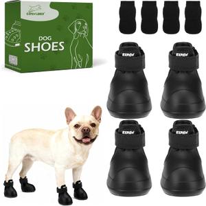 EXPAWLORER Dog Shoes for Small Medium Large Dogs, Waterproof Non-Slip Dog Snow Booties for Winter with Socks, Easy On & Off Pet Boots & Paw Protectors, Easy-Clean for Beach Outdoor Rain (Black M) (Size 5/M (Paw Width:2in))
