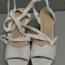 Womens Espadrilles Wedges Sandals Heels Open Toe Tie Lace Up Platform Ankle Strap Summer Dress Shoes (11, White)