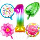 Hawaiian Birthday Decorations Balloons for Girls 1st Hawaiian Party Decorations, Supplies, Favors, 40 inch Giant Number 1 Foil Mylar Balloon Balloons Birthday Decor