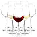 Glasses Set of 8, 12oz Clear Red/White, Long Stem Glasses for Party, Wedding and Home