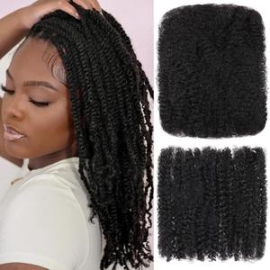 Xtrend 16 Inch 1Pack 30Gram Natural Black Afro Kinkys Bulk Human Hair For Dreadlocks, Loc Repair, Dreadlocks Extensions Mini Braiding Twists Afro Kinky Human Hair For MicroTwist Braiding Kinky Hair