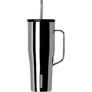 Corkcicle Cold Cup XL Insulated Tumbler with Handle, Lid, & Straw, Tungsten, 30 oz – Reusable Cupholder Friendly Water Bottle Keeps Drinks Cold 12hrs