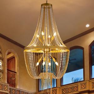 TOCHIC Gold Modern Crystal Chandelier, 16 Lights, 28" W x 56" H, Living Room, Bedroom, Dining Room