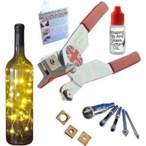 Glass Cutter, a Glass Cutting Tool Kit with Cutting Oil, Drill Bits for Bottles to Make Lights, Put Drainage Holes in Plant Pots, Holes in Blocks Cups and Plates for Craft,  to  Diamond Drill Bits (1.Red Right Handed)