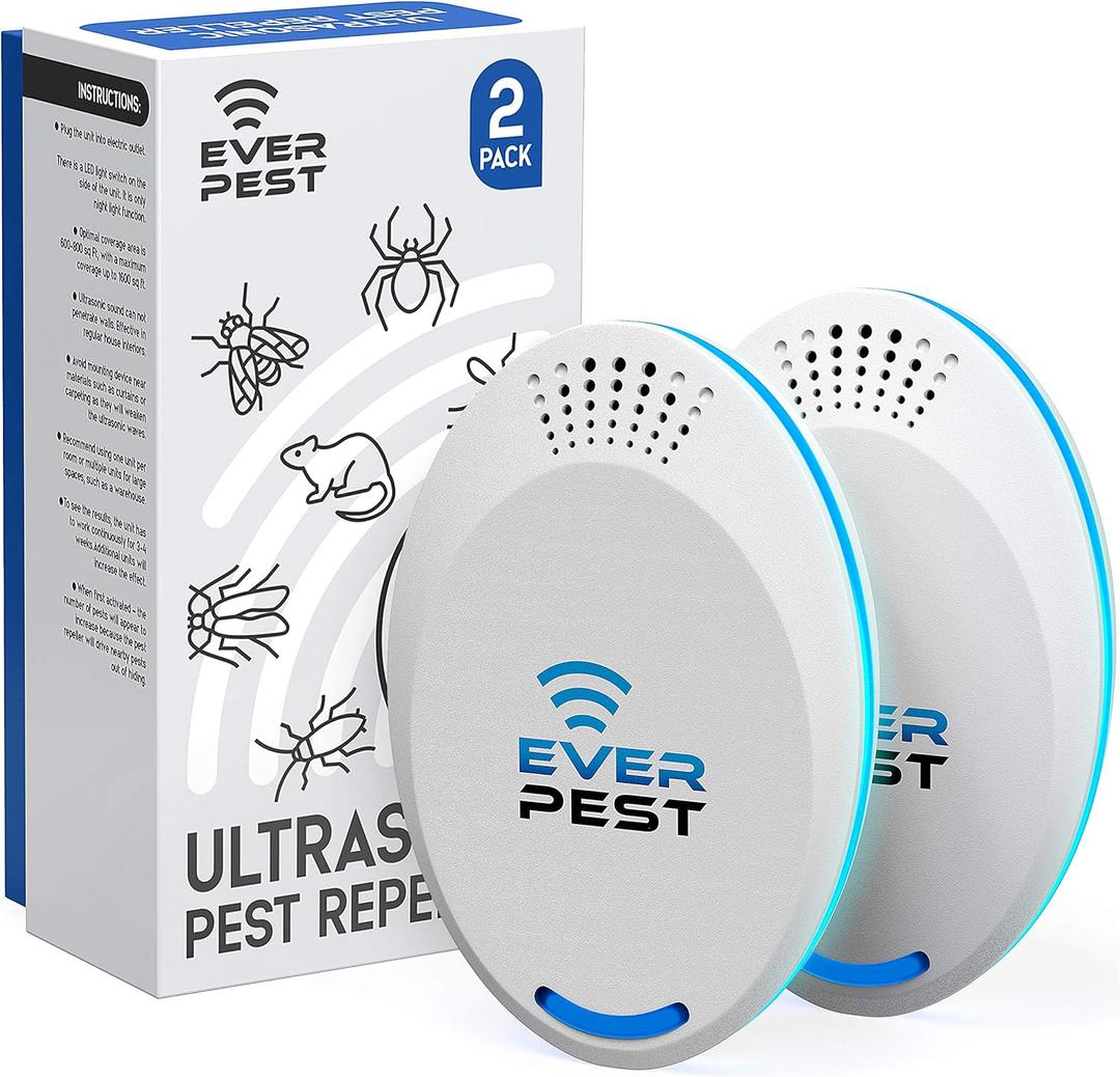Ultrasonic Pest Repeller (2-Pack) Plug in Flea Rat Roach Mosquito Cockroaches Rodent Spider Scorpion Fruit Fly Insect