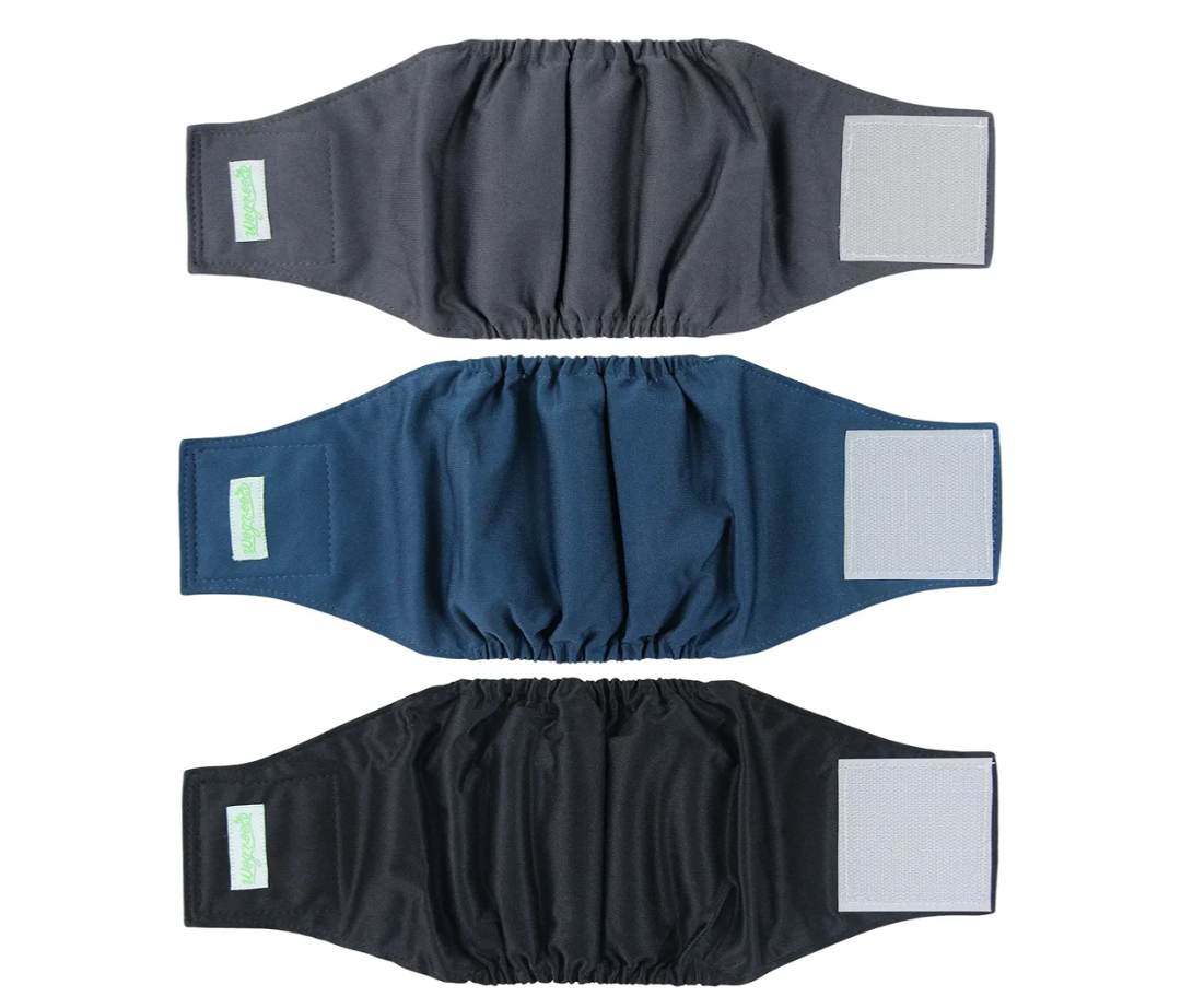 Wegreeco Washable Male Dog Belly Band  Pack of 3  Washable Male Dog Belly Wrap, Small Doggie Dog Diapers Male for Doggy Puppy (Black, Charcoal, Navy, Small)