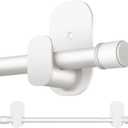 Curtain Rods No Drilling 16 to 30 Inch, HOTOZON 5/8 Inches No Drill Curtain Rods for Windows 8 to 26 Inches(0.7-2.1 ft), Renter Friendly Adjustable Small Drapery Rod for Lightweight Curtains, White