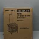 Folding Utility Cart Portable Rolling Crate Handcart Shopping Trolley Collapsible Tool Box, with Lid, Basket on 4 Rotate Wheels, for Grocery, Shopping, Office, Teacher (Pink)