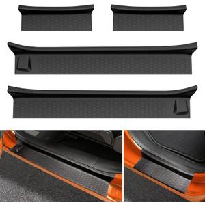 Door Sill Guards Kit Compatible with 2018-2025 2026 Jeep Wrangler JL Unlimited/Gladiator JT, Door Sill Scratch Protector, Black Entry Scuff Plate for Jeep Wrangler JL Accessories (Fit 4 Door)