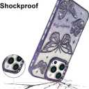BITOBE Designed for iPhone 16 Pro, Cute 3D Butterfly Case Slim Plating Glitter Bling Luxury Cover for Women Girls Protective Camera Protection Bumper 6.3" Purple