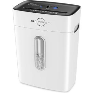 BONSEN White Shredders for Home Office, 10-Sheet Cross Cut Paper Shredder for Home Use, P-4 Security Level, Small Quiet Credit Card Shredders for Office with Jam Proof System, 4 Gallons Bin (S3201-W)