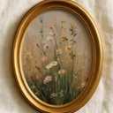 Hxlac Vintage Spring Flower Oval Wall Art Framed,