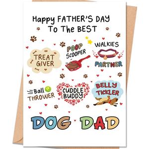 3 x Funny Father's Day Card Gift for Dog Dad, Fathers Day Card from Dog
