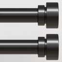 Lootkell Modern Black Curtain Rods Set, 48-84 Inches Adjustable, Heavy Duty 1 Inch Diameter, Decorative Finials, 2 Pack, for Windows, Outdoor, Farmhouse, Bedroom, Kitchen, Living Room