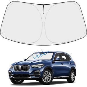 Proadsy Windshield Sun Shade for 2019-2025 2026 BMW X5 M Sport xLine SUV 4-Layer Foldable Front Sunshade Protector Sun Visor Blocks UV Rays Keep Car Cooler Accessories