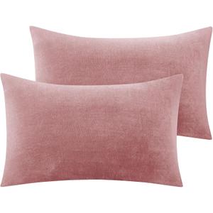 BEDELITE Flannel Pillowcases Standard Set of 2, Super Soft Fleece Pillow Case Cover with Zipper for Bedroom, Sofa, Luxury Cozy Fuzzy Velvet Pillow Shams for All Seasons(20x26 Inches, Dusty Pink)
