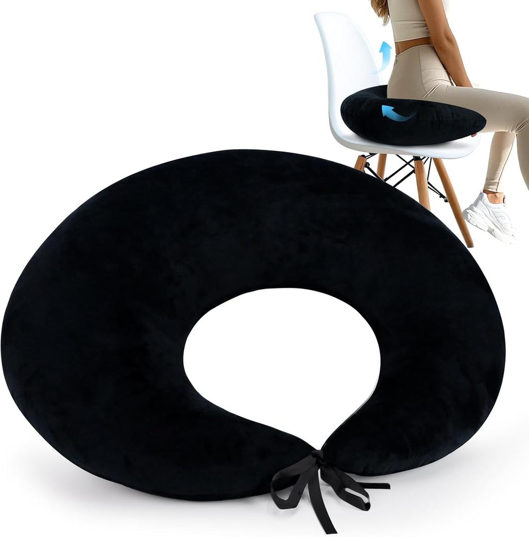 RoamReady BBL Pillow After Surgery for Butt Sleeping Sitting, Driving Donut Hemorrhoid Pillow, Seat Support Hip Cushion, Cotton BBL Post Surgery Recovery Must Haves (Upgraded) (Black)