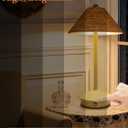 Cordless Table Lamp,Small Lamps with 3 Colors,Dimmable Rechargeable Rattan Light,Aesthetic Lighting for Bedroom Living Room Office Outdoor Home Decor (White)