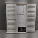 Rustic White Window Mirror with Shutters 16 X 24 Inch, Hanging Farmhouse Wood Frame Rectangle Window Pane Mirror for Wall Decor Living Room Entryway, Door Handles with a Distressed Finish