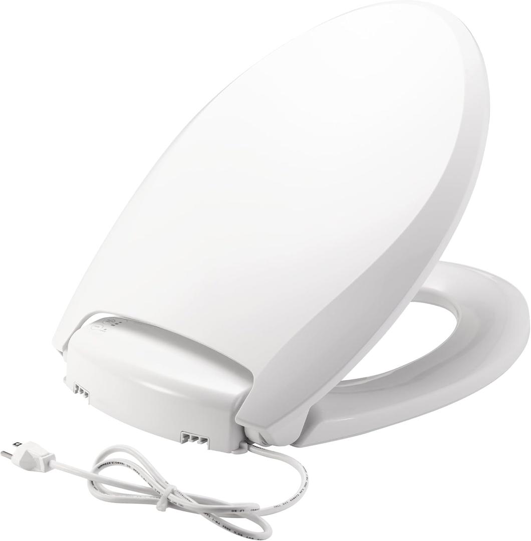 Bemis Radiance Heated Night Light Toilet Seat, Slow Close Adjustable Fit Long Lasting Plastic Seat, Elongated, White