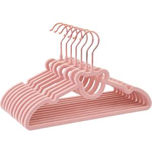60 Pack Pink Velvet Kids Clothes Hangers - 12.6in for Ages 4-10, with Cute Bear, Rotating Rose Gold Hook, Non-Slip, Space-Saving Slim Felt Hangers for Toddler Coats, Jackets, Dresses