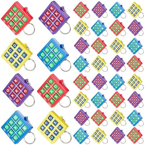 16 Pcs Tac Toe Game Birthday Summer Party Favors Goodie Bags Stuffers for Kids 8-12 Classroom Prize Puzzle Game Treasure Toys Bulk Keychain Pinata Filler Return Gifts for Girl Boy (Classic Color)