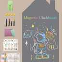Magnetic Wall Decal, Magnetic Chalkboard Contact Paper for Wall, Playroom Essentials, Includes Dustless Chalks, Chalk Holder, Wipe Cloth, Stickers (Grey House, 34.6" x 58.3")