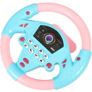 TOYANDONA Toddler Steering Wheel Toy for Kids Simulated Driving Controller Electric Early Learning Educational Musical Toy Pretend Driving Seat for Children Boys and Girls 4 5 6 Years Old (Sky-blue)